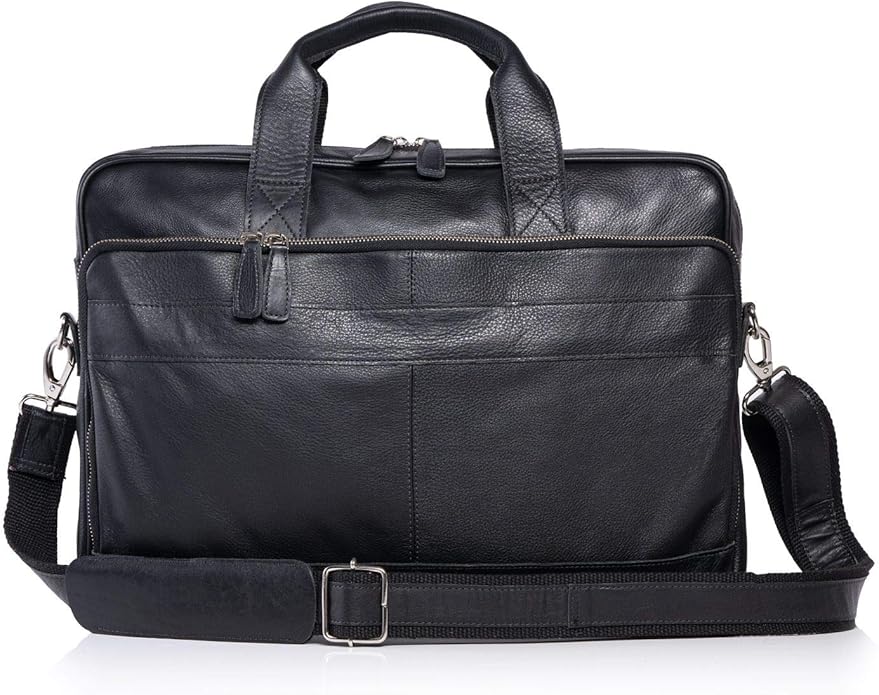 KomalC 16 Inch Leather briefcases Laptop Messenger Bags for Men and Women Best Office Satchel Bag