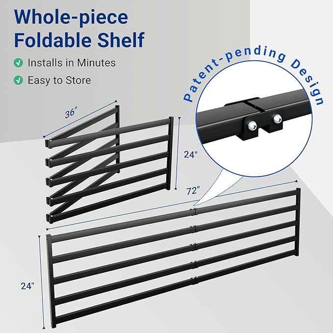 FLEXIMOUNTS 4-Pack 2x6ft Heavy Duty Garage Wall Shelving, 800lbs Capacity, Garage Shelving Wall Mounted with 8 Hooks, Storage for Power Tools, Garden Supplies, Storage Bins, Lite Series