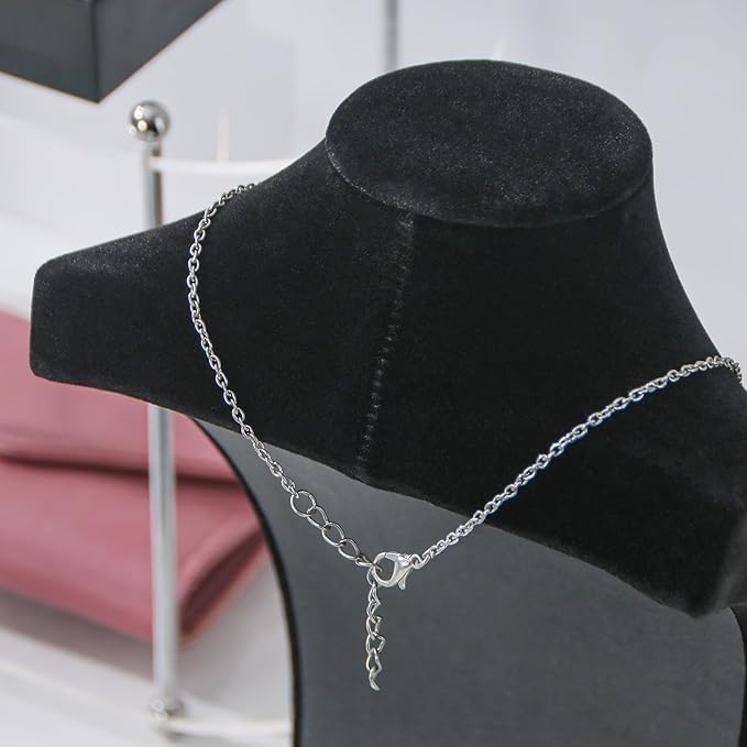3Pcs Necklace Bust Stand for Selling, Black Velvet Necklace Display Holder, Jewelry Necklace Organizer Rack for Shop Store Exhibition Show (9" Height)