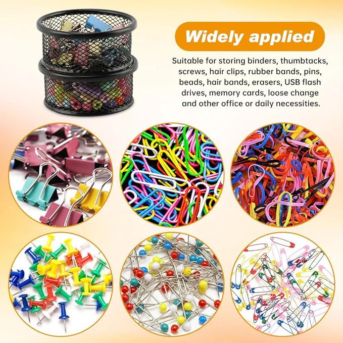 Paper Clip Holder With 50PCS Colored paper clips, 2/4PCS Stackable PaperClip Organizer for Desk,Metal Mesh PaperClip Holders with Non-Slip EVA Pad,for Office Binder Box(2pcs)