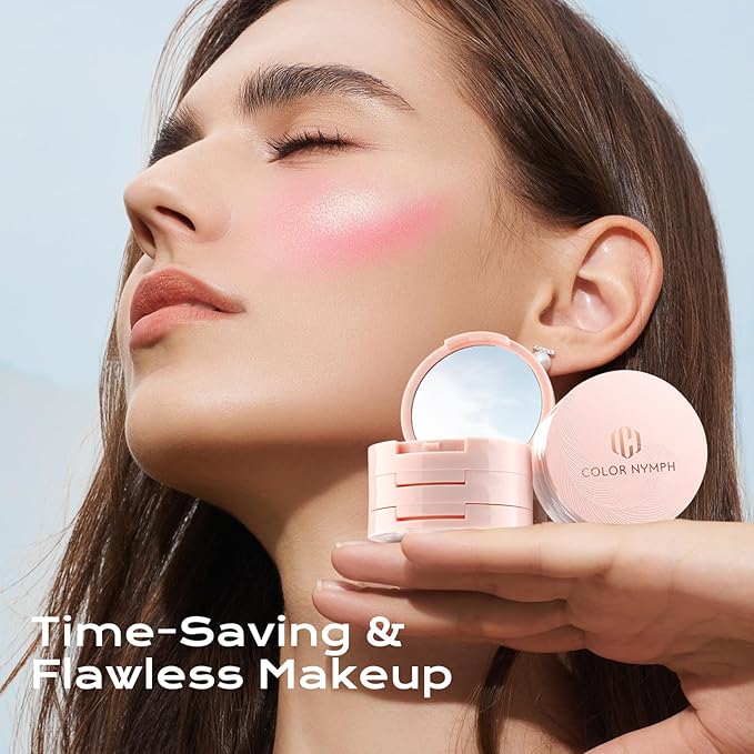 Color Nymph 3-IN-1 Face Palette, Ultra-Smoothy Creamy Blush Highlighter Bronzer Palette, Shimmer & Long-Lasting, Glowy Finish - Makeup Stacks for Travel | Vegan & Cruelty-Free - Starlit Glow
