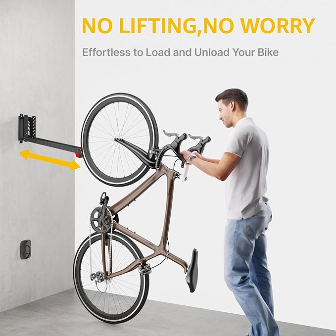 monTEK Swivel Bike Wall Mount, No Heavy Lifting Required Bike Wall Mount, Bike Hangers for Garage, Space-Saving Bike Rack Garage, Easy to Load and Unload, Bike Hanger Can Hold Up to 77 lbs