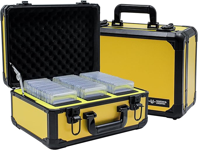 Graded Card Storage Box; Durable Sports, PSA Card Storage Case- Trading Card Storage Box - PSA Slab Case For Top Loaders (YELLOW, 14.17x11.2x7 inches)