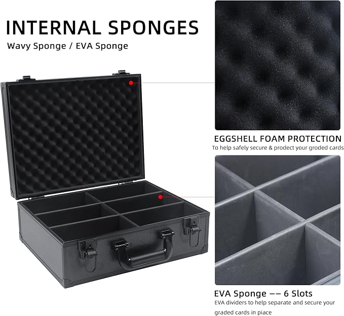 Graded Card Storage Box; Durable Sports, PSA Card Storage Case- Trading Card Storage Box - PSA Slab Case For Top Loaders (BLACK, 16.5x13.3x6.9 inches)