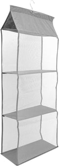 Gray Hanging Organizer Bag Dustproof Storage Hanging Container with Multiple Compartments for Handbags Shoes Sweaters Space-Saving Vertical Storage