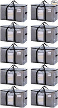 TAILI Extra Large Moving Bags, 10 Pack Silver Heavy Duty Totes for Storage with Visible Window, Wrap Around Handles, Storage Bags for Space Saving, Alternative to Moving Boxes