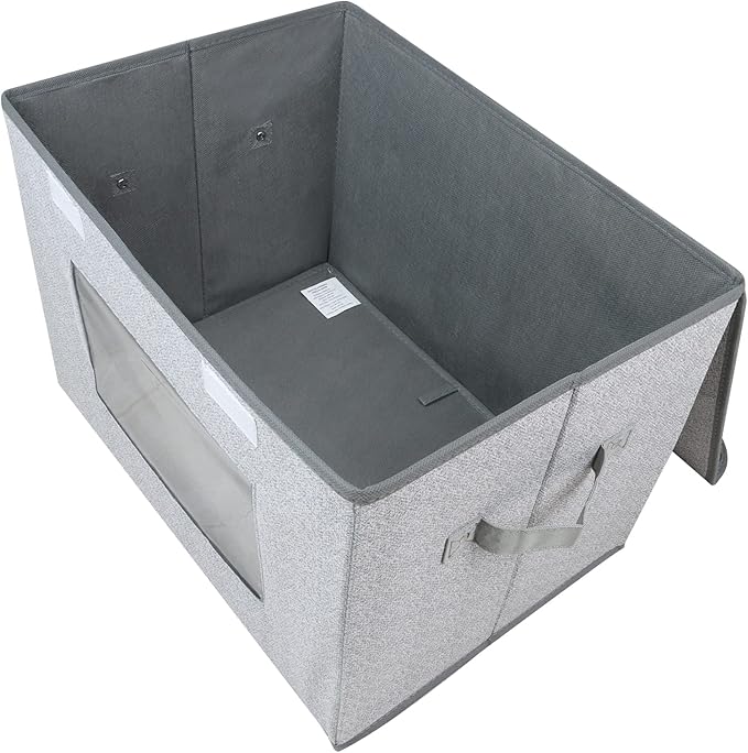 Univivi Fabric Foldable Storage Boxes [4-Pack] Large Collapsible Stackable Storage Bins with Lids, Closet Organizers and Storage Cube Basket for Home, Office, Bedroom (Gray, 17“ x 12” x 12")