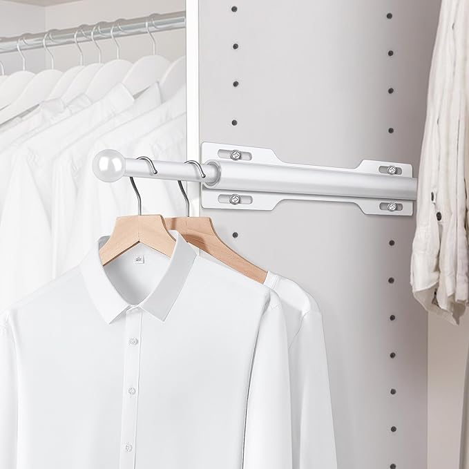 FIRJOY 12" Valet Rod for Closet Pull Out (1 Pack, White)