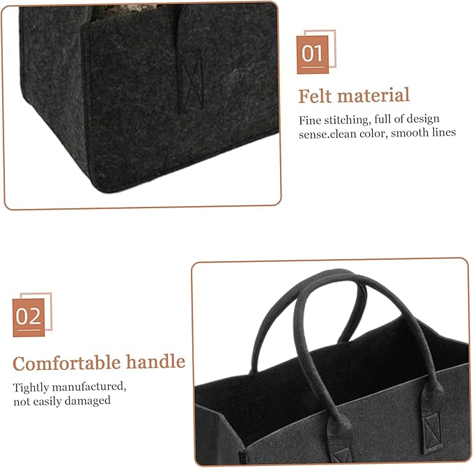 Felt Storage Bins 2Pcs 20x10x10 Inch Large Capacity Felt Basket with Handle Multi-Purpose Bag for Grocery, Shopping Basket