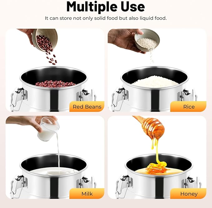 20L/5.3Gallon Stainless Steel Milk Can Wine Pail Bucket Water Jug Liquid Storage Pail w/Lid Commercial Fermentation Barrel Heavy Duty Liquid Storage Kitchen Rice Cereal Grain Coffee Bean Container