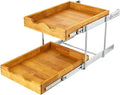 DINDON 2 Tier Pull Out Cabinet Organizer (14" W x 21" D) Double Tier Slide Out Wood Drawer Under Cabinet Storage And Organization