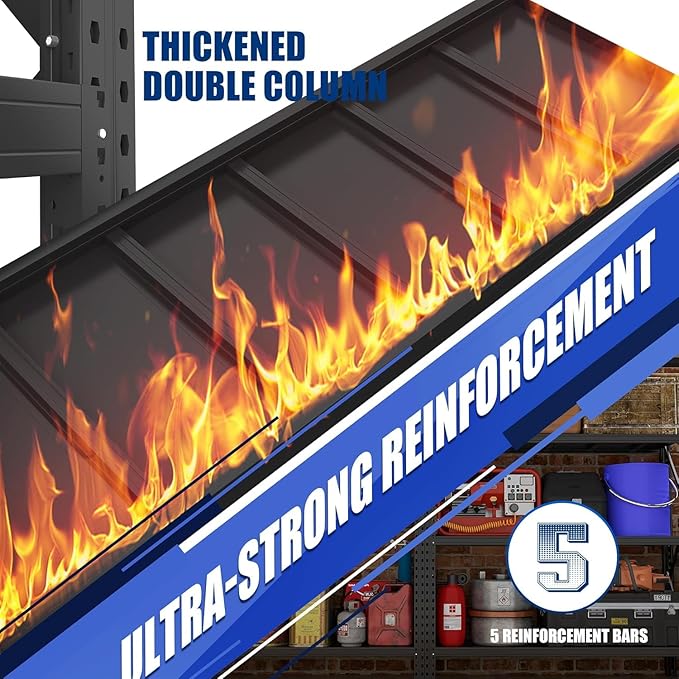 Heavy Duty Garage Shelving Units,5000LBS Deep Storage Shelves,Adjustable Metal Shelves,Large Steel Storage Racks,Industrial Shelving for Shop,Warehouse,Basement (Black, 19.7" D*66.9" W*63" H, 3 tier)