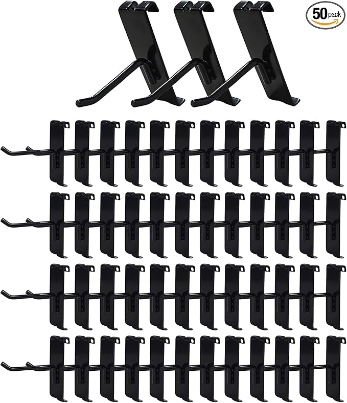 Gridwall Hooks 2 Inch,50PC Display Hooks for Grid Wall, Heavy Duty Gridwall Hook for Grid Wall Panel, Gridwall Peg Hook,Black