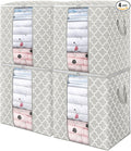 WISELIFE Storage Bags 4 Pack/100L Large Blanket Clothes Organization and Storage Containers for Comforters,Bedding, Foldable Organizer with Reinforced Handle, Clear Window, Sturdy Zippers,Lvory