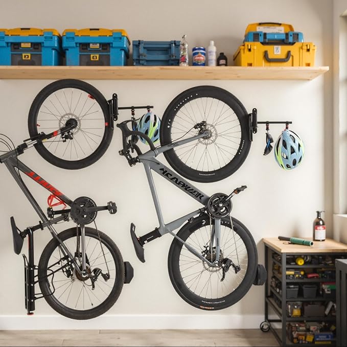 Swivel Bike Wall Mount, Bike Hangers for Garage, Space-Saving Vertical Bike Rack, Sturdy Bike Storage Rack Holds Up to 66lbs with No-scratch Protection, Easy to Install, 2 Pack