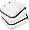 Hoolerry 4 Pcs Hard Clear Zipper Case Makeup Bags Plastic Pencil Pouch Transparent Storage Box Containers for Cosmetics, Snacks, Building Blocks, Puzzles(Black and White,9.8 x 7.9 x 2 in)