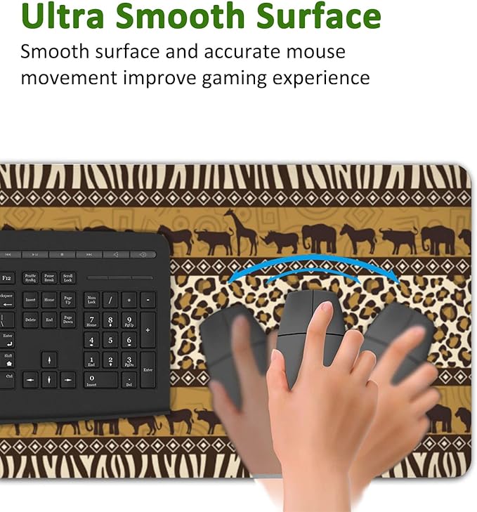 African Style Gaming Mouse Pad XXL Large Desk Mouse Pad Keyboard Mat with Stitched Edges Waterproof Non-Slip Desk Mat for Laptop,Keyboard,Computer 35.4 * 15.7 Inch