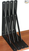 4 Pack L10 x H 8" Black Heavy Duty Shelf Brackets with Screws Metal Shelf Brackets Shelf Support Angle Brackets for Shelves L Brackets Heavy Duty Floating Shelf