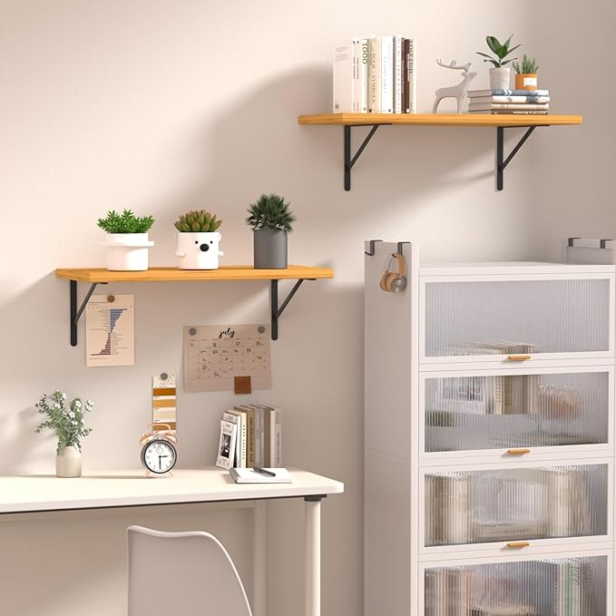 20 Pack L12 x H 8" Black Heavy Duty Shelf Brackets with Screws Metal Shelf Brackets Shelf Support Angle Brackets for Shelves L Brackets Heavy Duty Floating Shelf