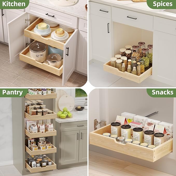 Pull Out Drawers for Cabinets, 22½” W x 21” D Soft Close Slide Out Drawers for Kitchen Cabinets, Cabinet Pull Out Shelves Requires At Least 23.5” Cabinet Opening