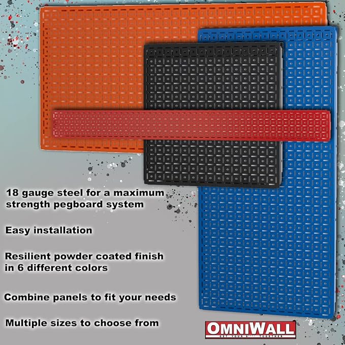 OmniWall 16" x 32" Metal Pegboard Panel 4-Pack for Garage & Home Wall Storage Organization System (Silver)