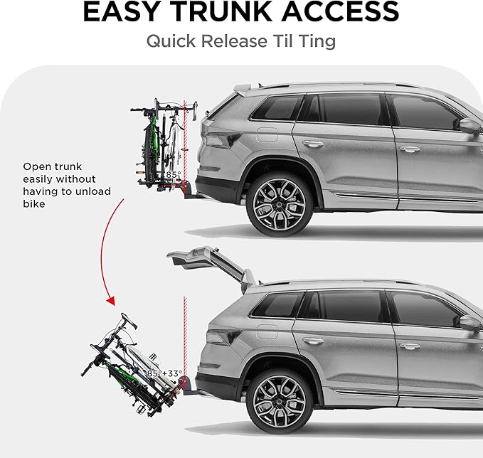 Young 200 lbs. Capacity Hitch Mounted 2-Bike Rack with Lock for Standard, Mountain, Fat Tire Bikes, fit Car, SUV, Van, RV, Trailer, Truck
