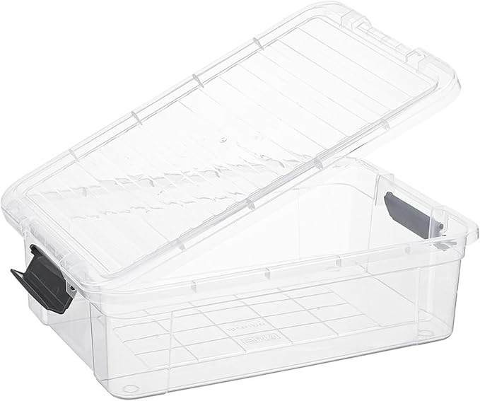 Superio Clear Storage Boxes with Lids, 13.7 Quart Plastic Container Bins for Organizing, Stackable Crates, BPA Free, Non Toxic, Odor Free, Organizers for Home, Office and Dorm, 8 Pack