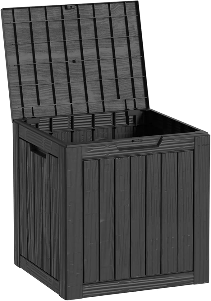 35 Gallon Deck Box, Resin Outdoor Indoor Waterproof Storage Box, Lockable Storage Box With Handle for Patio Furniture - Garden Tools - Swimming Pool Tools UV-Resistant, (Black)