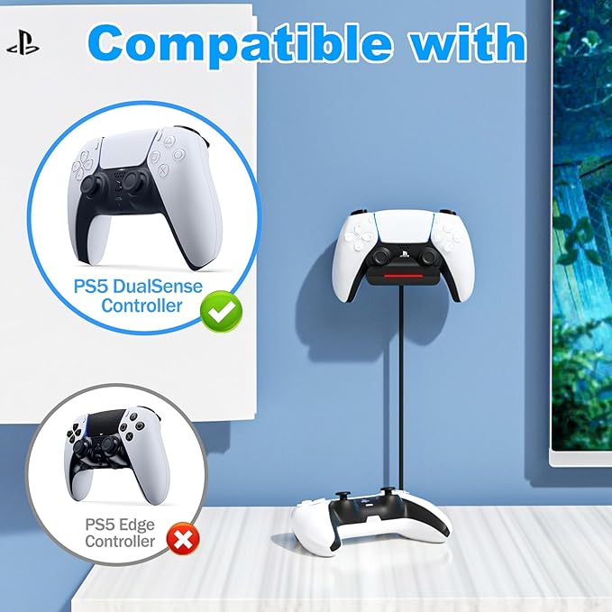 REEYEAR PS5 Controller Wall Mount Charger Dock with 3.3Ft Cord,Charging Station Holder fits for Midnight Black PS5 Pro Wireless Controller with LED Indicators Fast Charging Speed Cable, 2 Pack
