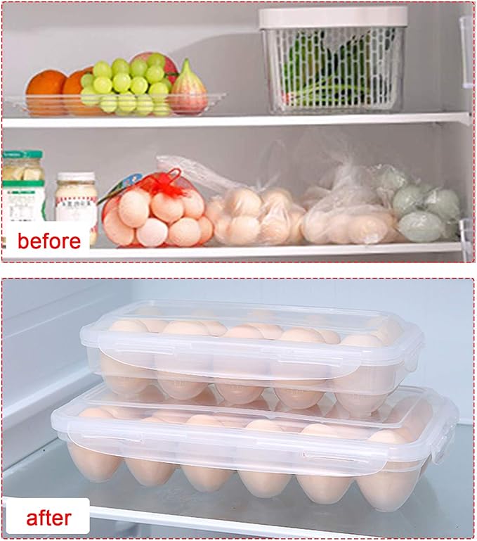 XBY-US 4 Pack Covered Egg Holders,Egg Holder For Refrigerator,travel egg Storage Container,Plastic Refrigerator Egg Trays,camping egg box,Deviled Egg Tray Carrier with Lid Fits 18X4 Eggs(72 Eggs)
