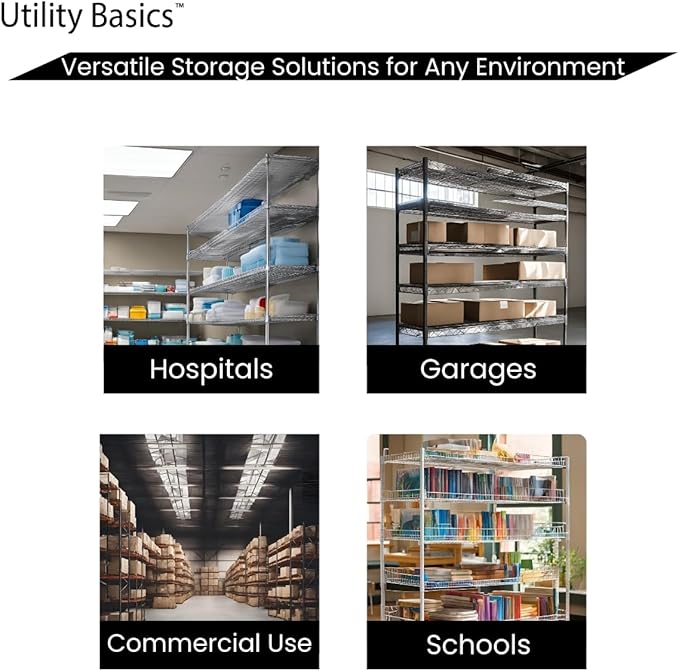 NSF Commercial 5-Tier Wire Shelving with Wheels, 60"x18"x72" Heavy Duty Metal Shelves 4000 lbs Max Capacity, Black Storage Rack for Garage Kitchen Pantry Warehouse