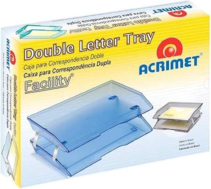 Acrimet Facility 2 Tier Letter Tray, Side Load, Letter Size/A4, Desktop File Organizer, Plastic (Solid Blue Color)