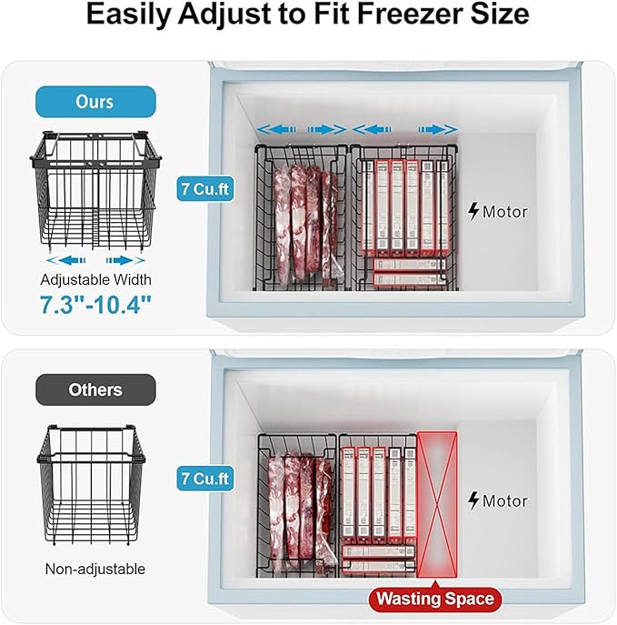 Stackable Freezer Storage Container For Produce Vegetables Snackies Extendable Wire Basket With Clear Bounds Permanent Kitchen Organization Multiple Purpose Refrigerator Food Container