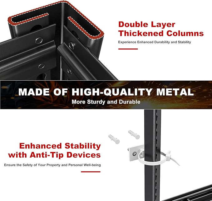 REIBII Garage Shelving 3500LBS, 6 Tier Storage Shelves, Adjustable Heavy Duty Shelving Unit, Metal Shelf for Warehouse, Basement, Pantry, Factory, 55" W x 26" D x 84" H, Black