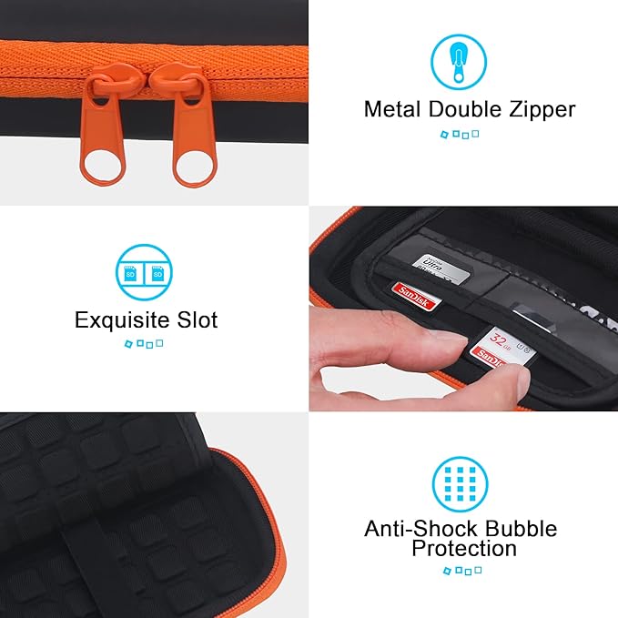 Lacdo Hard Carrying Case for SanDisk Extreme Pro/SanDisk Extreme Portable External SSD 500GB 1TB 2TB 4TB 8TB USB-C Solid State Drive Shockproof Water Repellent Protective Storage Travel Bag, Orange