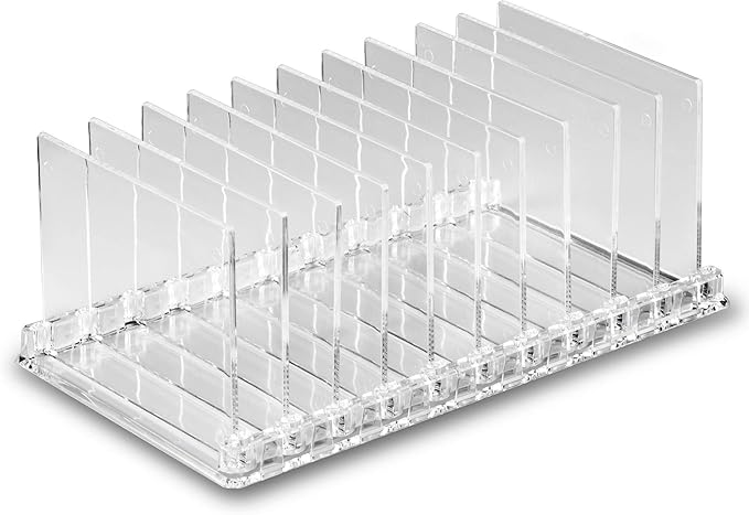BY ALEGORY Acrylic Makeup Storage Eyeshadow Palette Organizer w/Removable Dividers 10 Space Display Case Fits Virtually All Blush Powder Pallet Sizes (2)