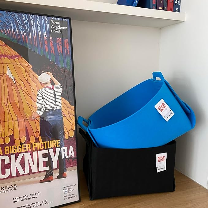 Collapsible Felt CHARCOL Storage Bin Medium 11"x7.1"x7.1" – Foldable Basket with Handles for Closet, Toy Storage, Laundry Room Organization, Decorative Storage Bins for Shelves, Cube