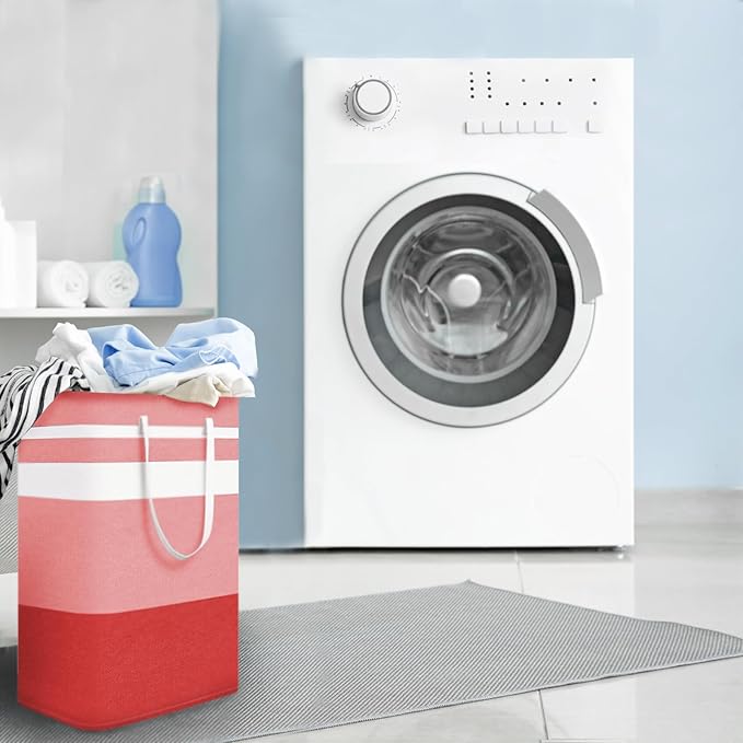 2-Pack Foldable Laundry Basket,Large Laundry Baskets with Handles,Waterproof Laundry Hamper,Collapsible Laundry Hampers for Clothes Organizer 80L (Red)