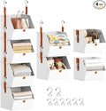 Hanging Closet Organizer 4 Tier - Clothes Hanging Shelves, Space-Saving Closet System, Fabric Storage Bins Bedroom Organization, Collapsible Baskets for Home, Dorm, Rv, White