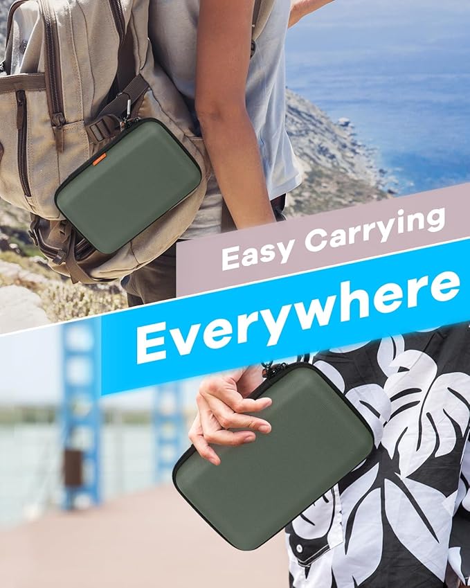 GLCON Large Classic Army-Green Case - Hard Shell Electronic Organizer Travel Carrying Case - Shockproof Electronic Accessories Storage Pouch Bag for Game Drive, Hard Disk, Power Bank, Charger