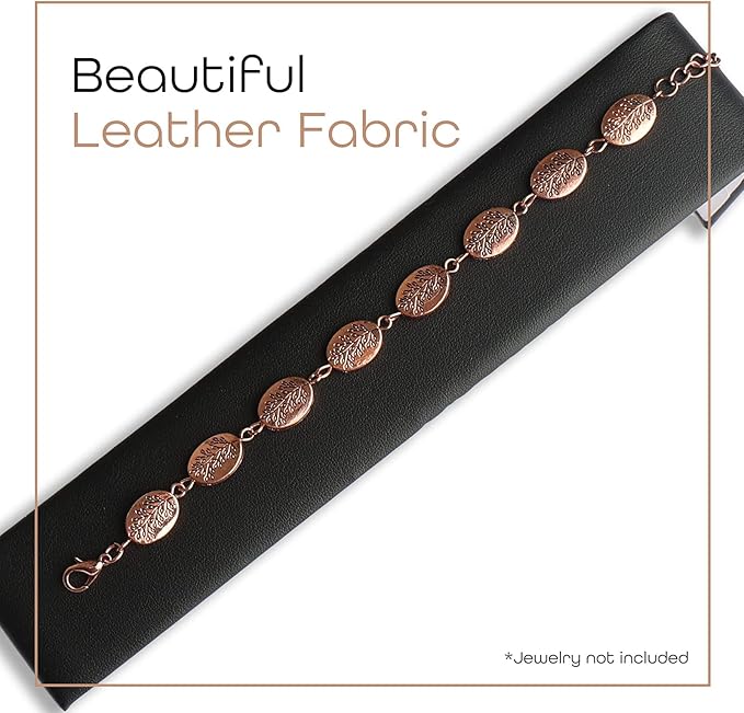 Novel Box 6 Pack Bracelet/Watch Ramp Black Leatherette 2x8.25x2 Inches - Slim and Sleek Ramps for Jewelry Display - Bracelet Holder Organizer Stand for Wedding, Selling & Personal Use