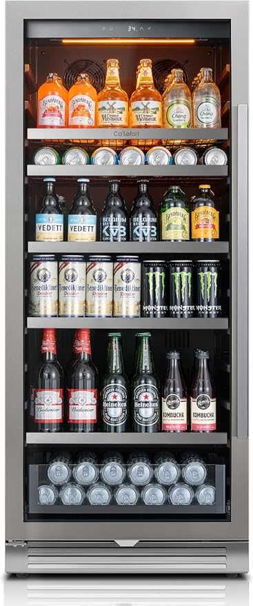 Ca'Lefort Beverage-Refrigerator 24 Inch, Tall Beverage Fridge Cellars Large Bar Drink Cabinet Built-in or Freestanding with Glass Door, Beer Cooler for Bottles and Cans Beer/Soda/Water/Wine