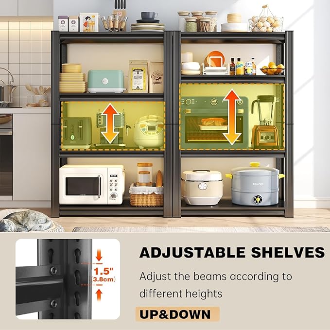4 Tier Shelf, Adjustable, Metal, Sturdy, Easy Assembly, 20" w,14" d, 55" H,Organization and Storage Shelving Unit for Laundry Room/Bathroom/Garage, Bookshelf, Plants Shelf