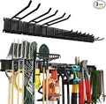 48 Inches Garage Organization,Wall Mount Garden Tool Organizer, 660lbs Adjustable Heavy Duty Metal Hanging Hooks, Garden Tool Hangers Storage Rack for Garage, Yard, and Shed (3 Racks, 9 Hooks)