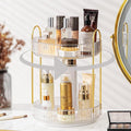 360 Rotating Makeup Organizer for Vanity, Bathroom Countertop Spinning Perfume Organizer, High-Capacity Cosmetic and Skincare Dresser Make Up Holder Rack (2 Tiers, White)