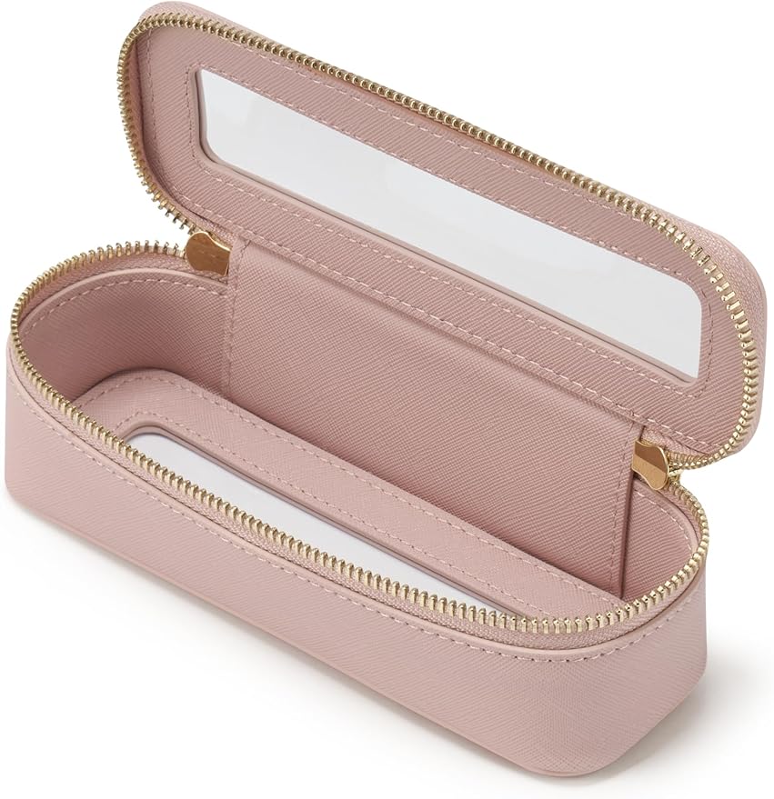 Popvibe Clear Makeup Bag Travel Cosmetic Case Transparent Toiletry Bag with Zipper, Portable Make Up Organizer Traveling Compact Car Bag for Essentials