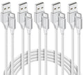 etguuds USB A to USB C Cable 5-Pack (3/3/6/6/10 ft), Fast Charging Type C Charger Cord for iPhone 17 16 15 Pro Max Plus Air, Samsung Galaxy S25 S24 S23 S22 S21 S20 A56 A17 A16, Pixel, Moto G, White