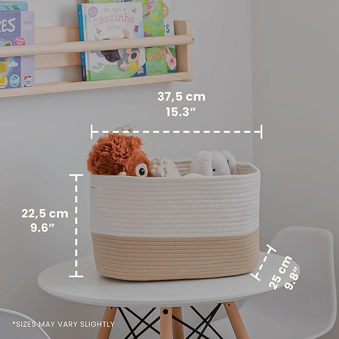OrganiHaus Set of 3 Woven Storage Baskets for Shelves, Decorative Organizer Bins for Closet & Bathroom, Multipurpose Home Organization Baskets, Toy Storage Basket - Honey/Off-White, 15x9x10 inches