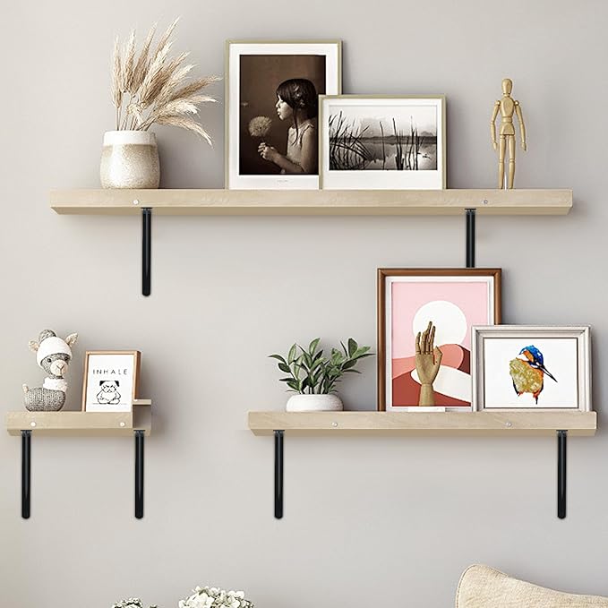 16 Pack L18 x H 12" Black Heavy Duty Shelf Brackets with Screws Metal Shelf Brackets Shelf Support Angle Brackets for Shelves L Brackets Heavy Duty Floating Shelf