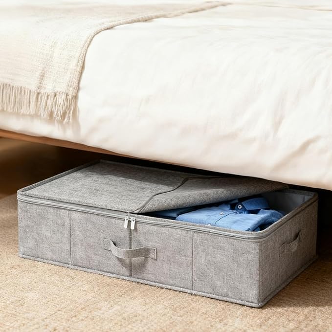 Under The Bed Storage - 85x40x10cm Clothes Organizer, Quilts Bin, Foldable Storage Box | Dustproof Container With Lid For Moving Travel Dorm Bedroom Closet Apartment Comforter Use